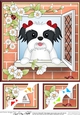 8 x 8 Scalloped Corner Topper - Through the Window - Shih Tzu