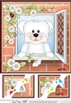 8 x 8 Scalloped Corner Topper - Through the Window - Bichon Frise