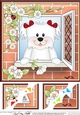 8 x 8 Scalloped Corner Topper - Through the Window - Bichon Frise