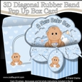 3D Diagonal Rubber Band Pop Up Box Card Kit - Cute Little Ethnic Baby Boy Kareem