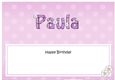 Large DL Happy Birthday PAULA insert