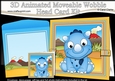 3D Animated Moveable Wobble Head Card - Cute Little Kyouryuu Dino