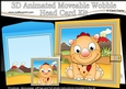 3D Animated Moveable Wobble Head Card - Cute Little Longfang Dino