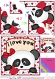 Wavey Corner Stacker - Love, Romance, Valentine - Panda Bear