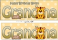 Large DL Happy Birthday GREAT GRANDMA 3D decoupage with Cute Little Tiger