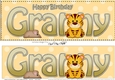 Large DL Happy Birthday GRANNY 3D decoupage with Cute Little Tiger