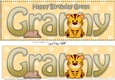Large DL Happy Birthday GREAT GRANNY 3D decoupage with Cute Little Tiger