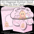 3D Diagonal Rubber Band Pop Up Box Card Kit - Cute Little Baby Girl Bea