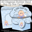 3D Diagonal Rubber Band Pop Up Box Card Kit - Cute Little Baby Boy Milo