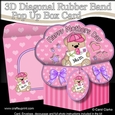 3D Diagonal Rubber Band Pop Up Box Card Kit - Cute Mothers Day Teddy Bear has a Card for Mum