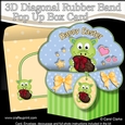 3D Diagonal Rubber Band Pop Up Box Card Kit - Cute Little Dino has an Easter Egg