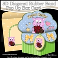 3D Diagonal Rubber Band Pop Up Box Card Kit - Cute Little Dino has an Easter Egg