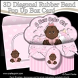 3D Diagonal Rubber Band Pop Up Box Card Kit - Cute Little Ethnic Baby Girl Ronna