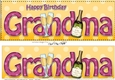 Large DL Happy Birthday GRANDMA 3D decoupage with Champagne