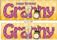 Large DL Happy Birthday  GRANNY 3D decoupage with Champagne