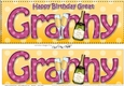 Large DL Happy Birthday GREAT GRANNY 3D decoupage with Champagne