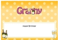 Large DL Happy Birthday GRANNY insert with Champagne