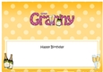 Large DL Happy Birthday GREAT GRANNY insert with Champagne