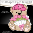 3D Shaped Card Kit - Cute Little Mothers Day Bear has a Bouquet of Roses