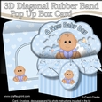 3D Diagonal Rubber Band Pop Up Box Card Kit - Cute Little Ethnic Baby Boy Kareem