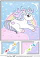 8 x 8 Cute Little Unicorn Scalloped Corner Topper  