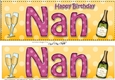 Large DL Happy Birthday NAN 3D decoupage with Champagne