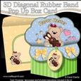 3D Diagonal Rubber Band Pop Up Box Card Kit - Cute Teddy Bear has a Chocolate Easter Bunny