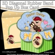 3D Diagonal Rubber Band Pop Up Box Card Kit - Cute Teddy Bear has a Chocolate Easter Bunny
