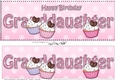 Large DL Happy Birthday GRANDDAUGHTER 3D decoupage with Cupcakes