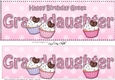 Large DL Happy Birthday GREAT GRANDDAUGHTER 3D decoupage with Cupcakes