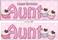 Large DL Happy Birthday AUNT 3D decoupage with Cupcakes