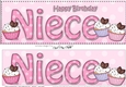 Large DL Happy Birthday NIECE 3D decoupage with Cupcakes