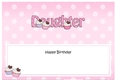 Large DL Happy Birthday DAUGHTER insert with Cupcakes