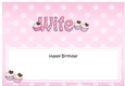 Large DL Happy Birthday WIFE insert with Cupcakes