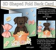 3D Shaped No-Hole Fold Back Card Kit - Flowerpot Friends - Little Chocolate Labrador Dog Chip