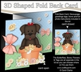 3D Shaped No-Hole Fold Back Card Kit - Flowerpot Friends - Little Chocolate Labrador Dog Velvet