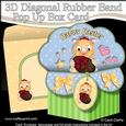 3D Diagonal Rubber Band Pop Up Box Card Kit - Cute Little Dino has an Easter Egg