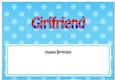 Large DL Happy Birthday GIRLFRIEND insert UK Union Jack