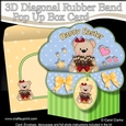 3D Diagonal Rubber Band Pop Up Box Card Kit - Cute Teddy Bear has a Basket of Easter Bunnies