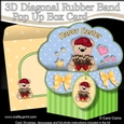 3D Diagonal Rubber Band Pop Up Box Card Kit - Cute Teddy Bear has a Basket of Easter Bunnies