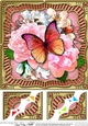 8 x 8 Flowers & Butterfly in a Gold Frame Scalloped Corner Topper