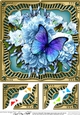 8 x 8 Flowers & Butterfly in a Gold Frame Scalloped Corner Topper