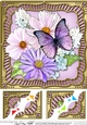 8 x 8 Flowers & Butterfly in a Gold Frame Scalloped Corner Topper