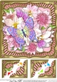 8 x 8 Flowers & Butterfly in a Gold Frame Scalloped Corner Topper