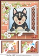 8 x 8 Scalloped Corner Topper - Through the Window - Husky Dog