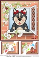 8 x 8 Scalloped Corner Topper - Through the Window - Husky Dog
