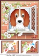 8 x 8 Scalloped Corner Topper - Through the Window - Springer Spaniel Dog