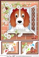 8 x 8 Scalloped Corner Topper - Through the Window - Springer Spaniel Dog
