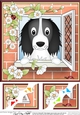 8 x 8 Scalloped Corner Topper - Through the Window - Springer Spaniel Dog