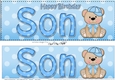 Large DL Happy Birthday SON 3D decoupage with Austin Bear